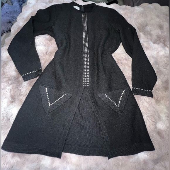 Stunning 1980s Steve Fabrikant Mini Dress/Sweater With Rhinestones Medium - Picture 6 of 14